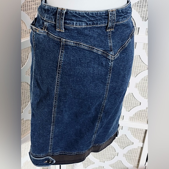 DENIM JEAN SKIRT SIZE 8 ALAIN MANOUKIAN DARK WASH - Picture 6 of 8